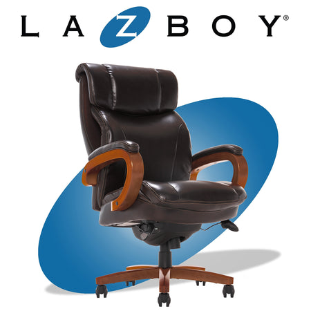 La-Z-Boy Trafford Faux Leather Executive Big & Tall Chair, 400 lb. Capacity, Vino Brown