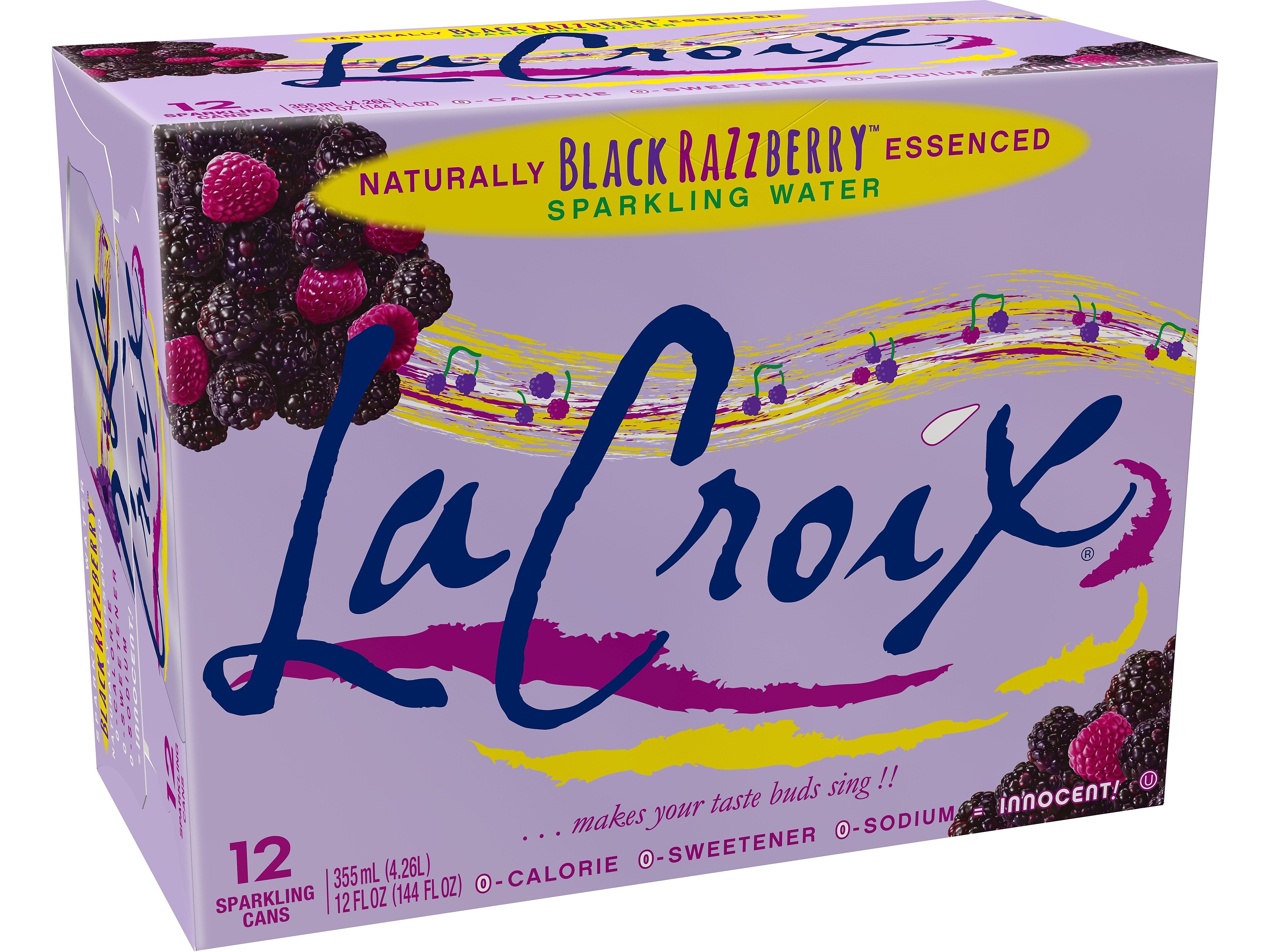 Lacroix Black RazZberry Sparkling Seltzer Water, 12 Fl. Oz., 12 Cans/Pack, 2 Packs/Carton