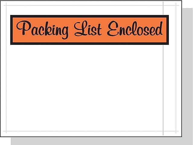 Laddawn 4.5" x 6" Packing List Envelopes, White Back/Clear Front w/Print LD, 1000/Case