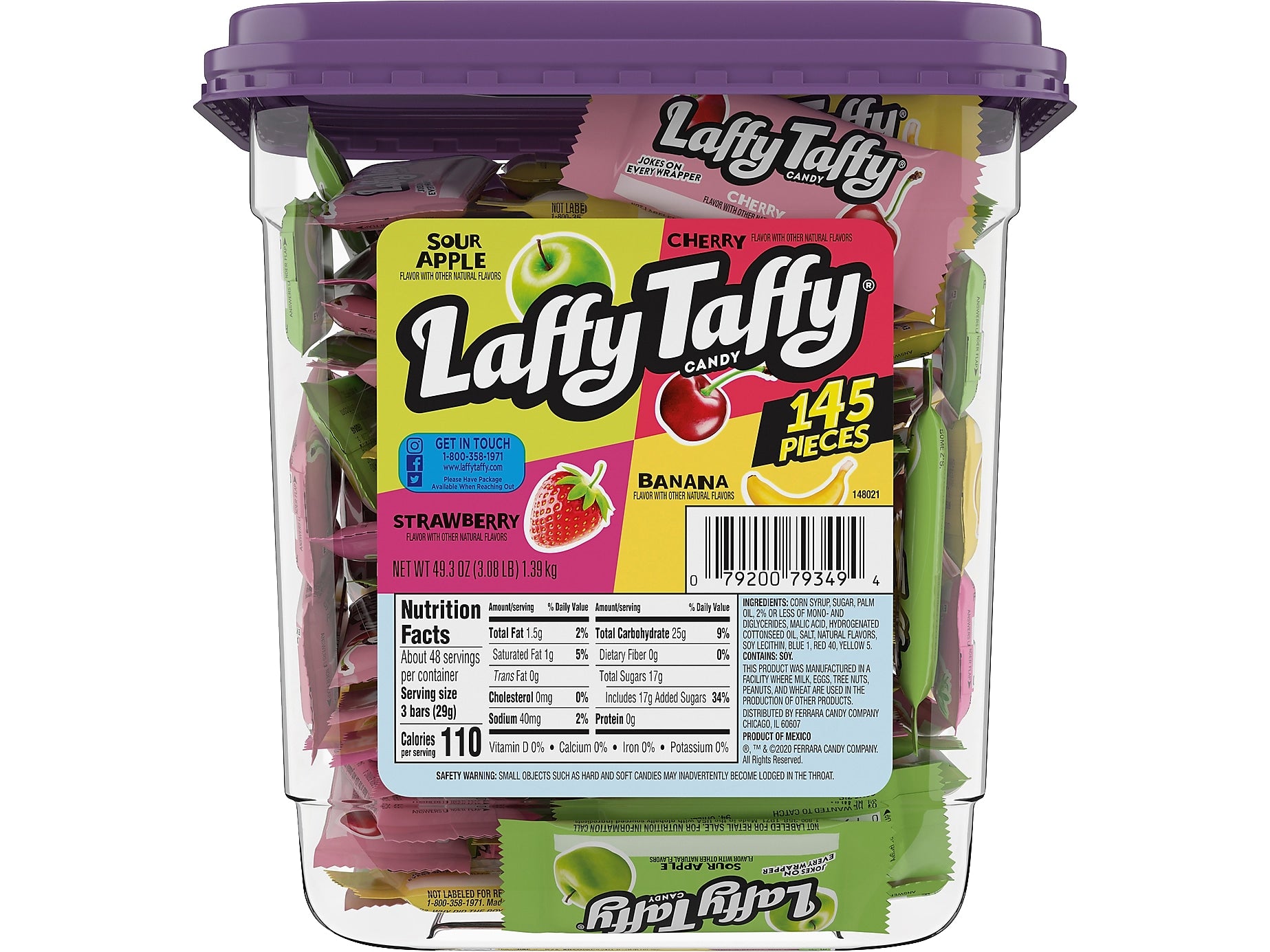 Laffy Taffy Assorted Chewy Candy, 0.34 oz, 145/Tub