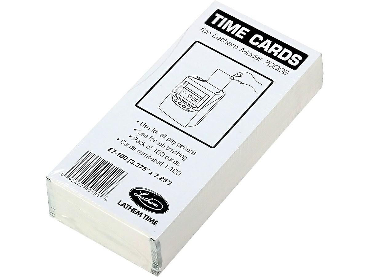 Lathem Time Cards for 7000E and 7500E Time Clocks, 100/Pack