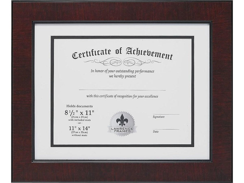 Lawrence Frames Resin Certificate Frame, Mahogany