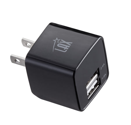 LAX Dual USB Port Wall Charger 2.4A for Smartphones, Black