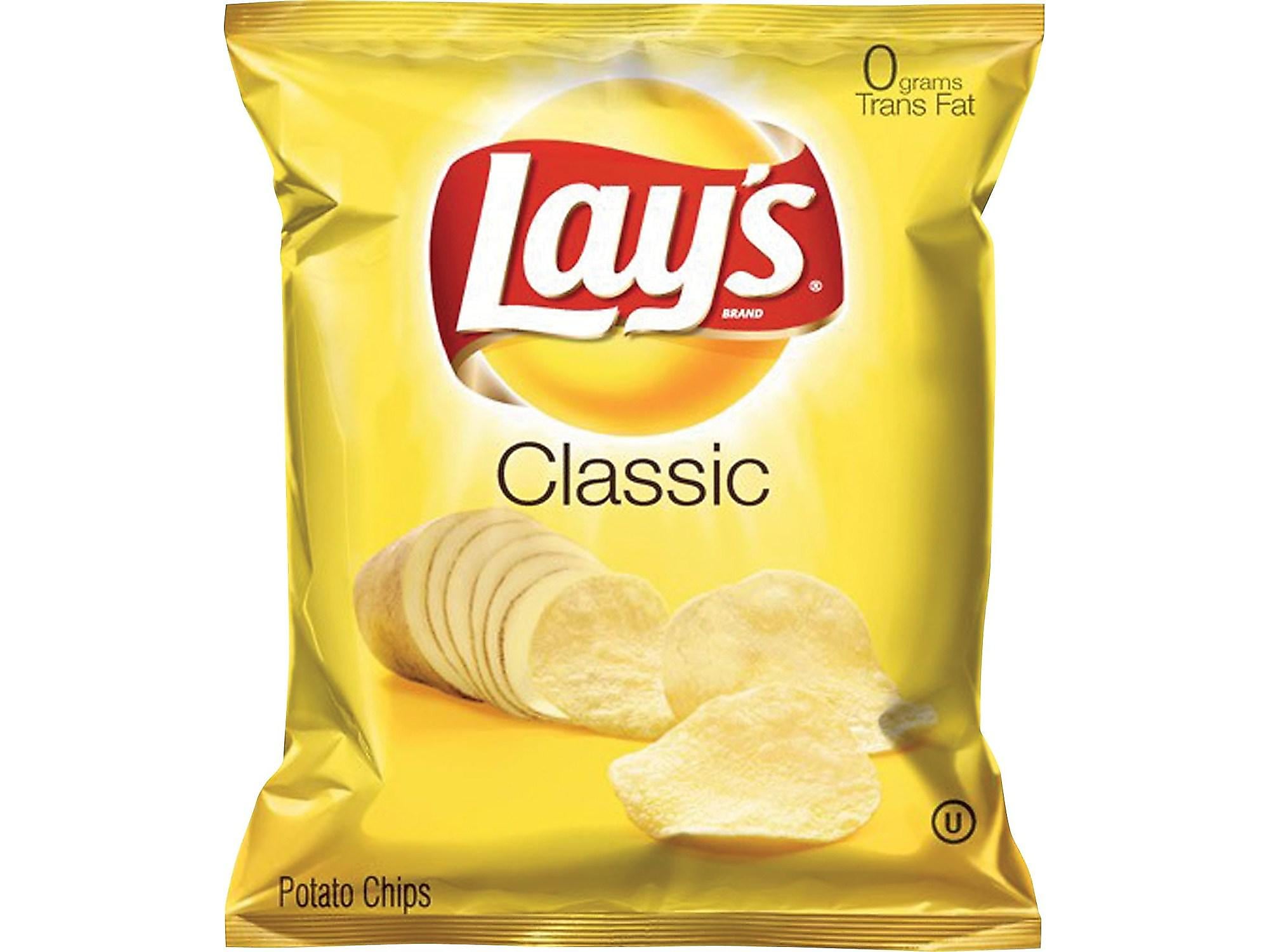 Lay's Original Potato Chips, 1.5 oz. Bags, 64 Bags/Carton