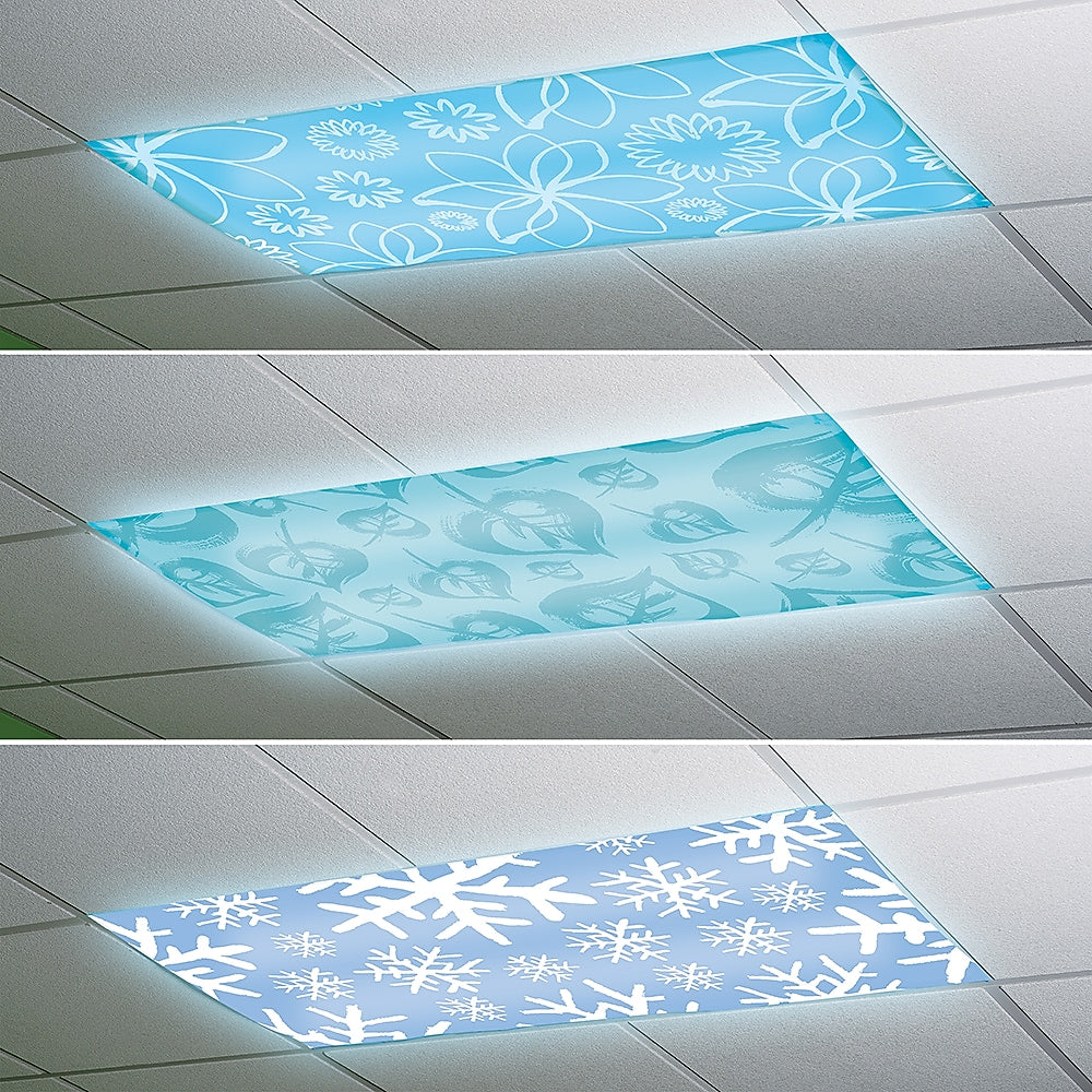 Learning Resources Classroom Light Filters for Ceiling Lighting, Blue/White, Set of 3 Seasons