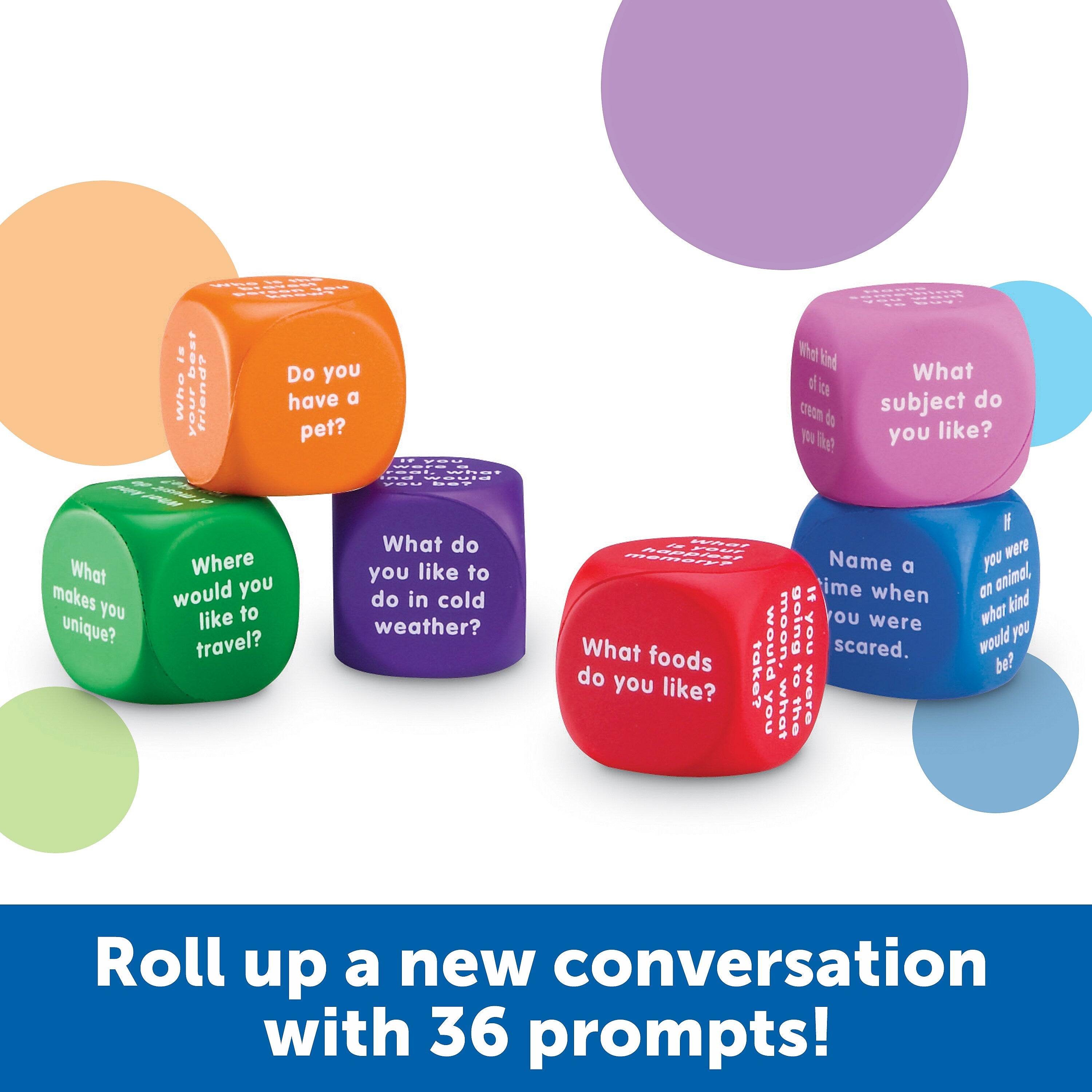 Learning Resources Conversation Cubes, Social Emotional Learning, Assorted Colors, 6 Pieces