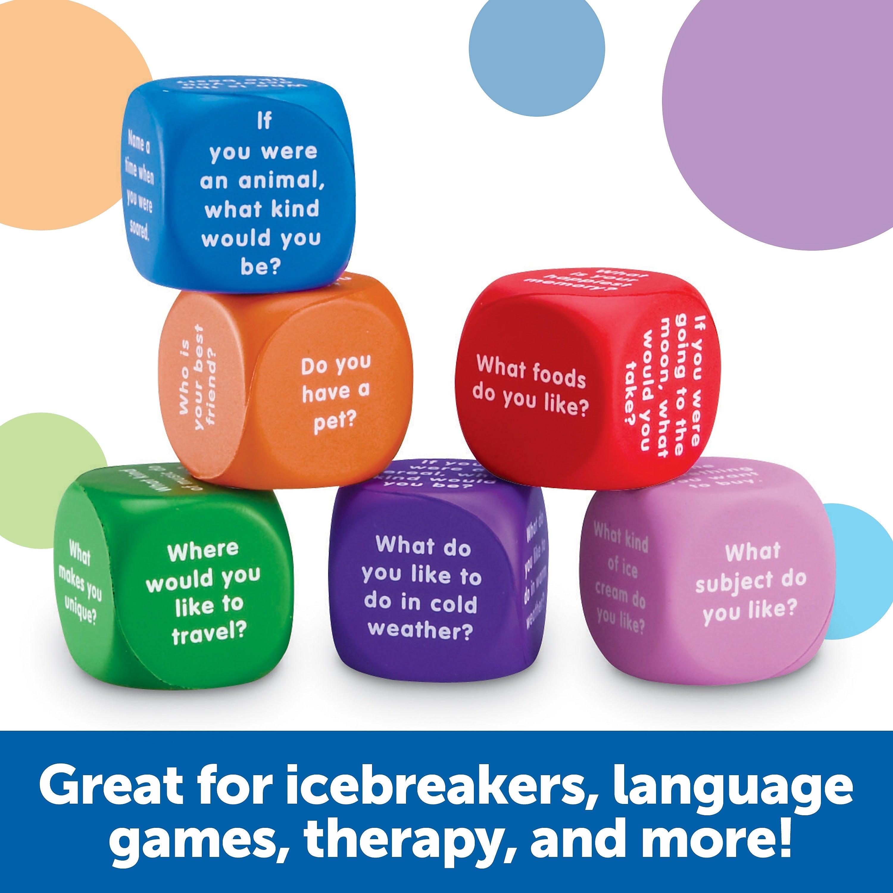 Learning Resources Conversation Cubes, Social Emotional Learning, Assorted Colors, 6 Pieces
