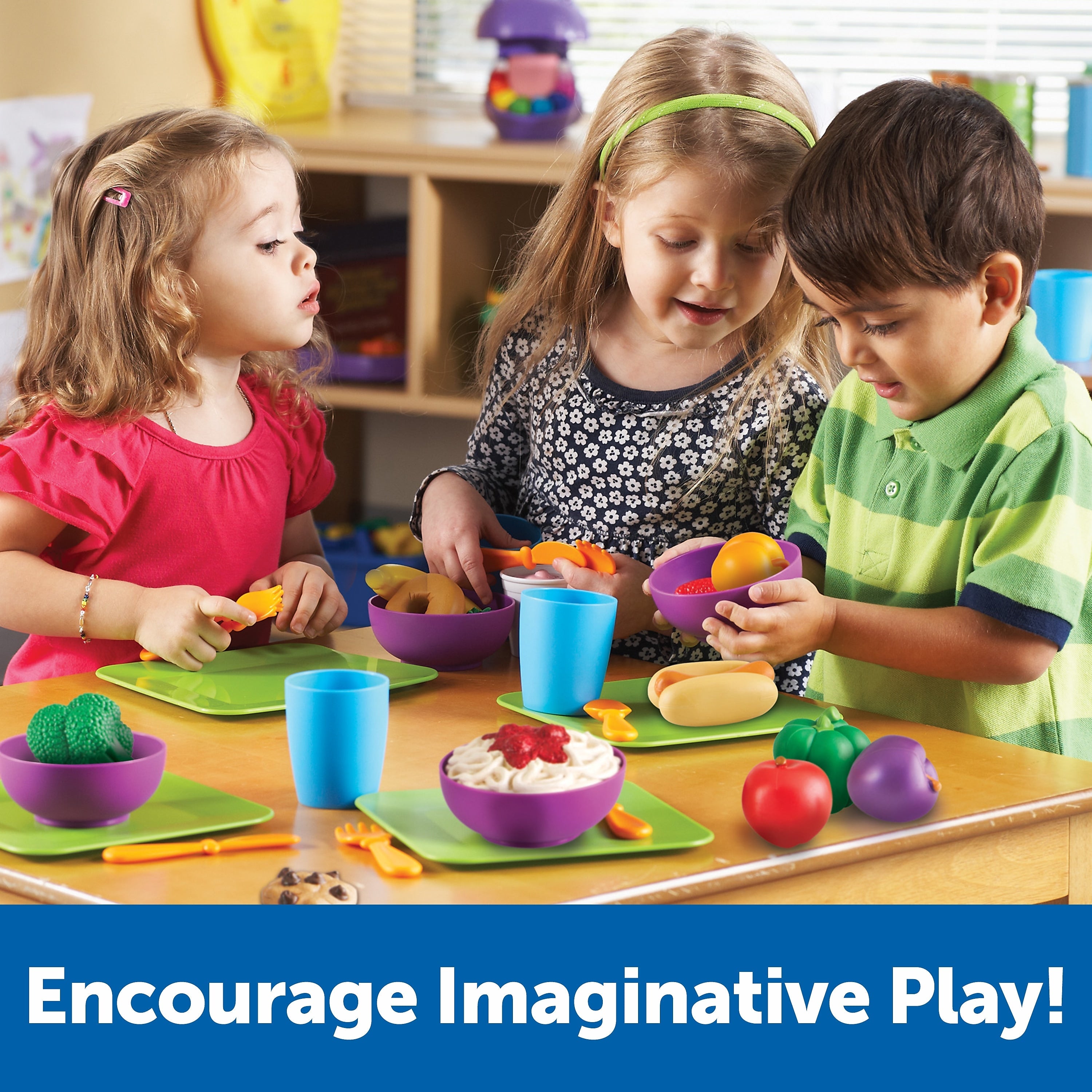 Learning Resources New Sprouts Classroom Play Food Set, 100/Set