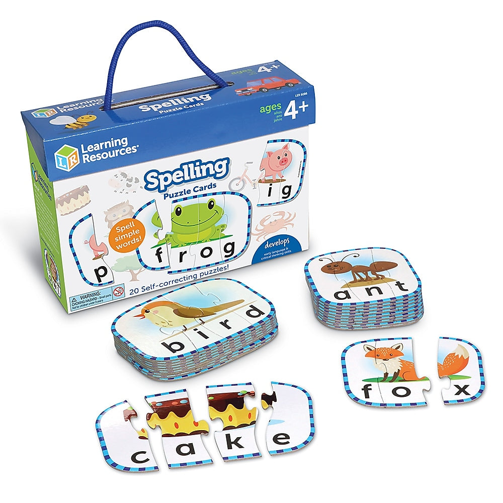 Learning Resources Spelling Puzzle Cards Self Correcting Puzzles Manipulative, 20/Set