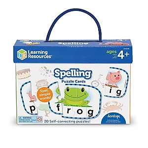 Learning Resources Spelling Puzzle Cards Self Correcting Puzzles Manipulative, 20/Set