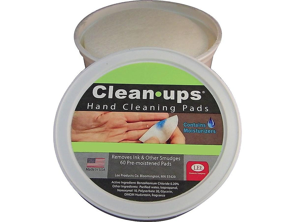 Lee Clean-Ups Moistened Hand Cleaning Pads, Isopropyl Alcohol, Mild Floral, 60/Pack