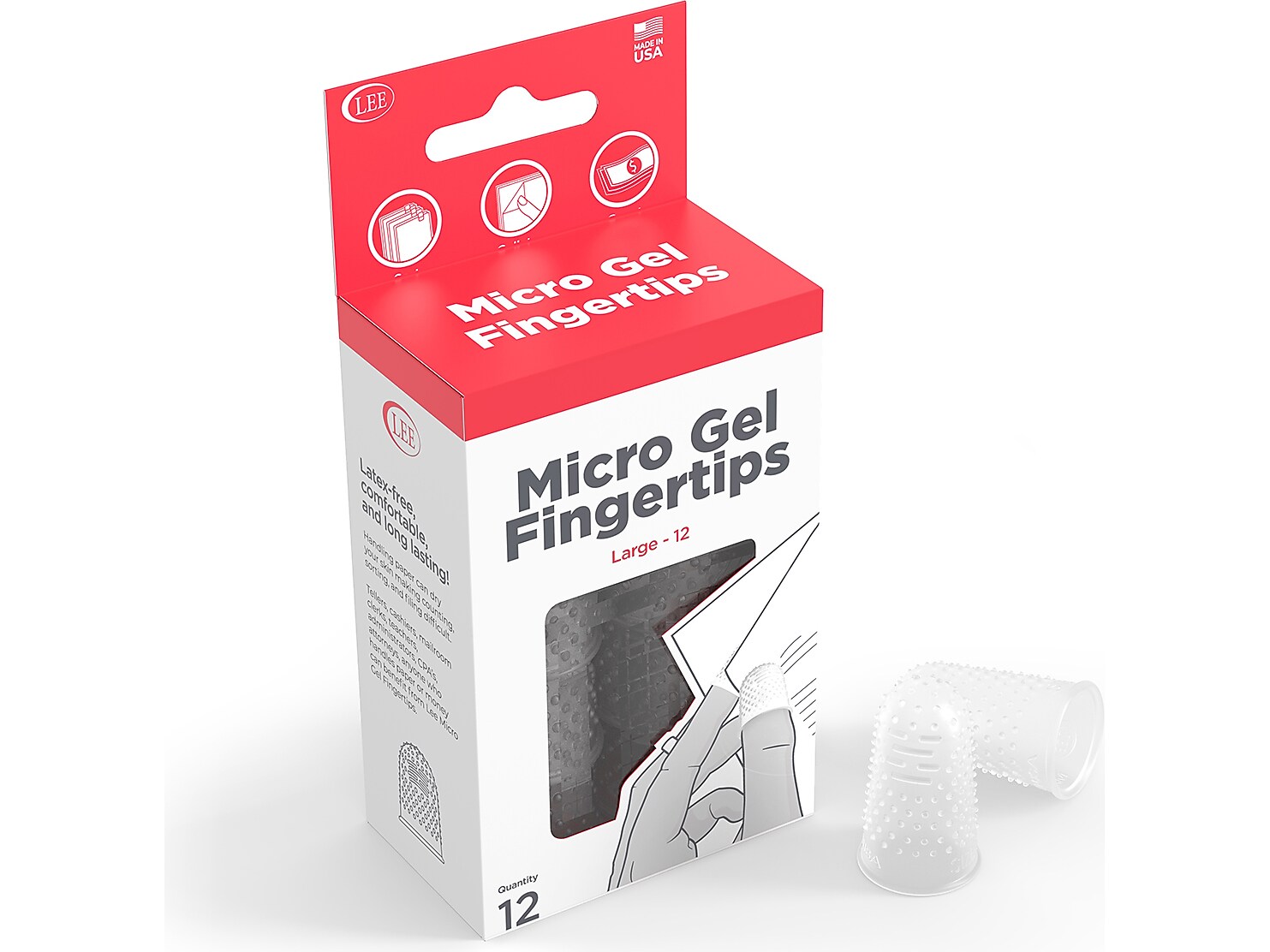 Lee Large Fingertip, Clear, 12/Pack