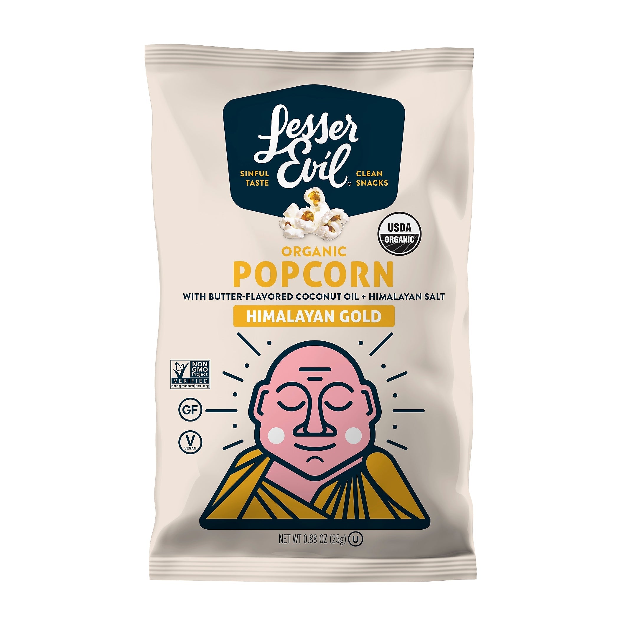 Lesser Evil Snack Organic Himalayan Gold Popcorn, 0.88 oz., 18/Box