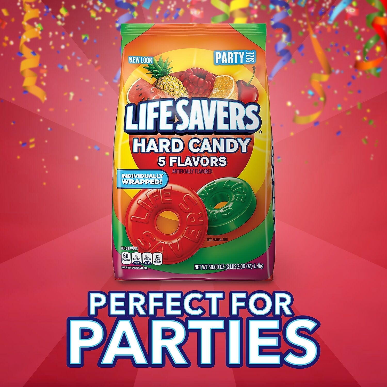 LIFE SAVERS 5 Flavors Hard Candy, Party Size, 50 oz Bulk Candy Bag