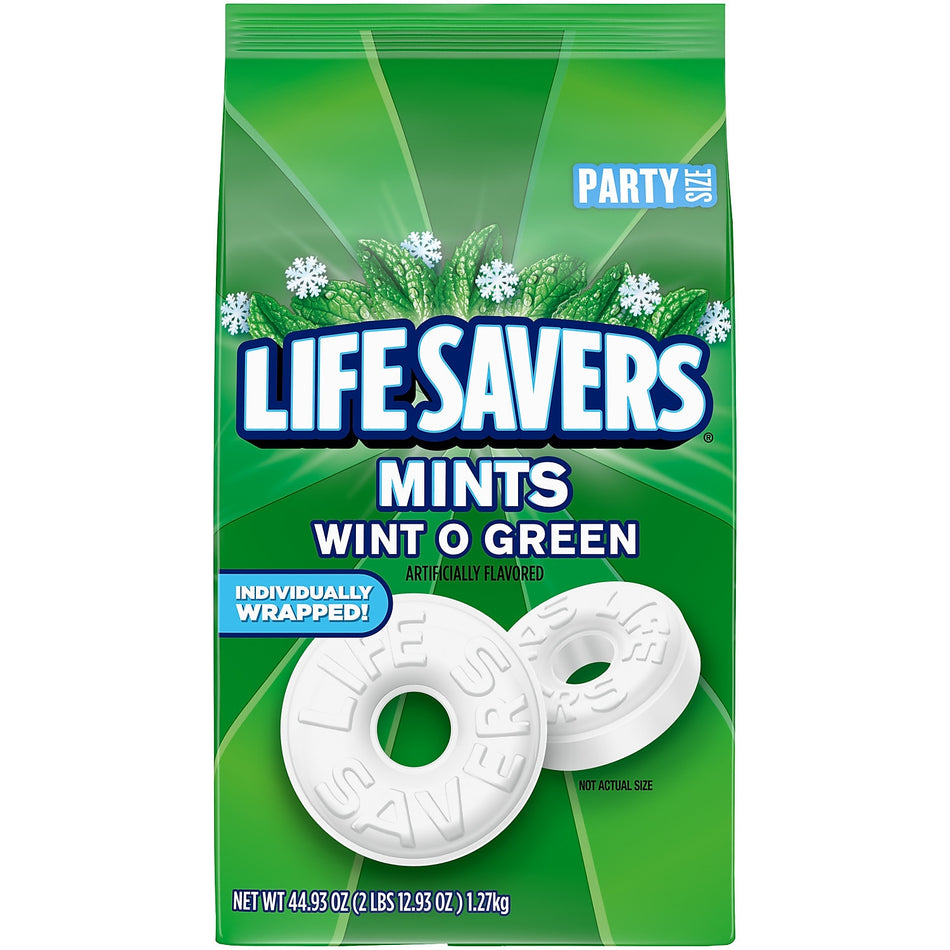 LIFE SAVERS Wint-O-Green Breath Mints Hard Candy, Party Size, 44.93 oz Bulk Candy Bag