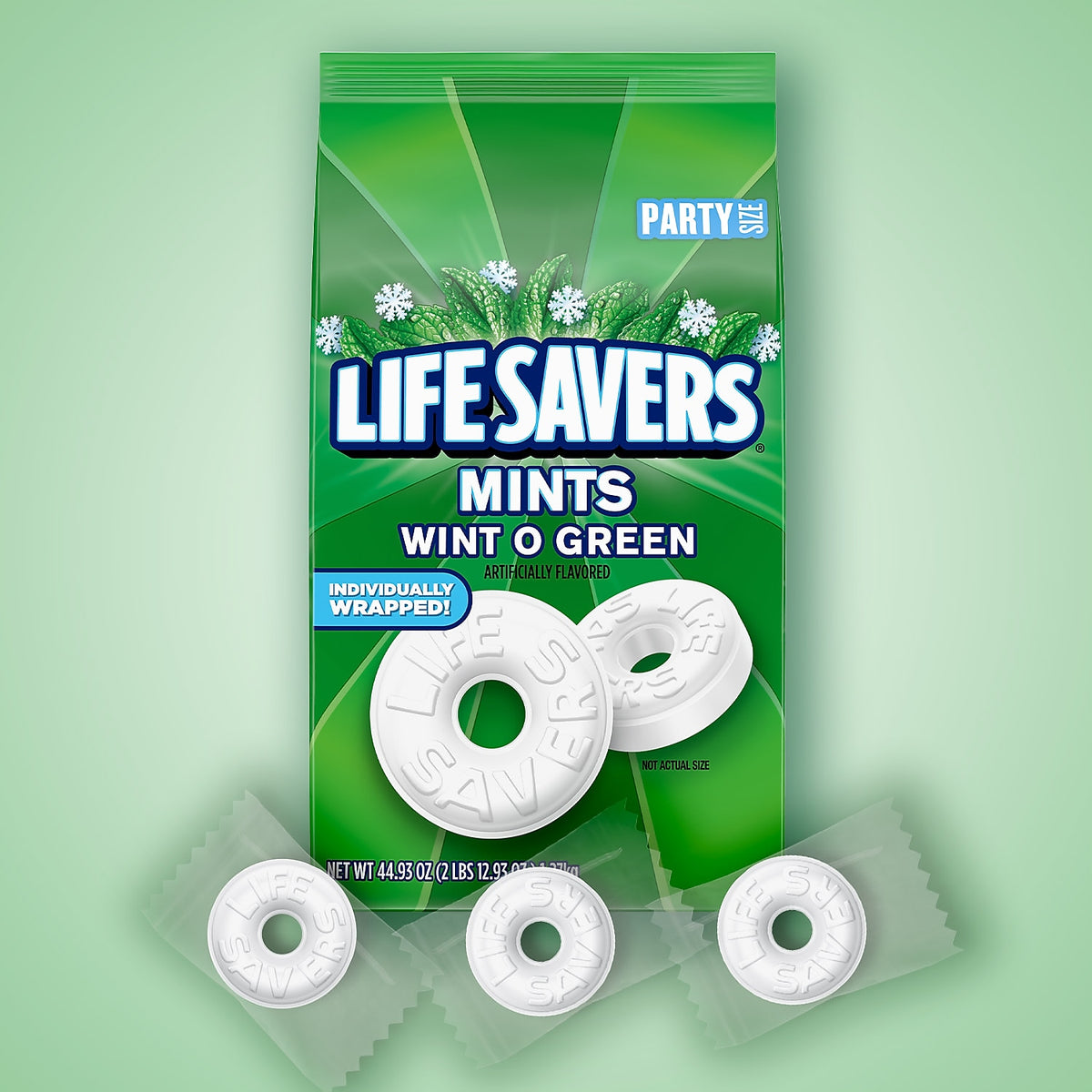 LIFE SAVERS Wint-O-Green Breath Mints Hard Candy, Party Size, 44.93 oz Bulk Candy Bag