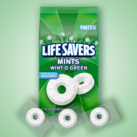 LIFE SAVERS Wint-O-Green Breath Mints Hard Candy, Party Size, 44.93 oz Bulk Candy Bag