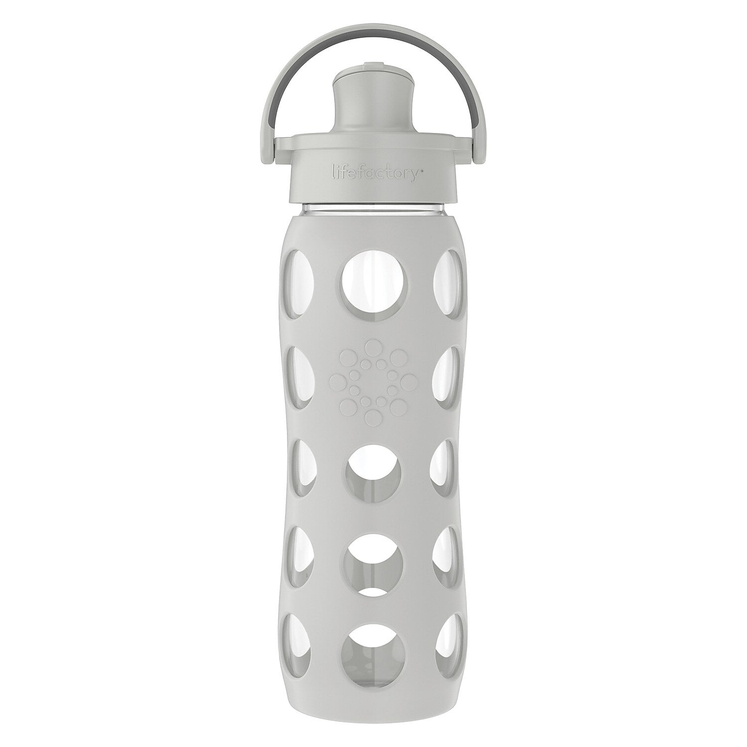 Lifefactory Water Bottle with Active Flip Cap and Protective Silicone Sleeve, Cool Gray, 22 oz.
