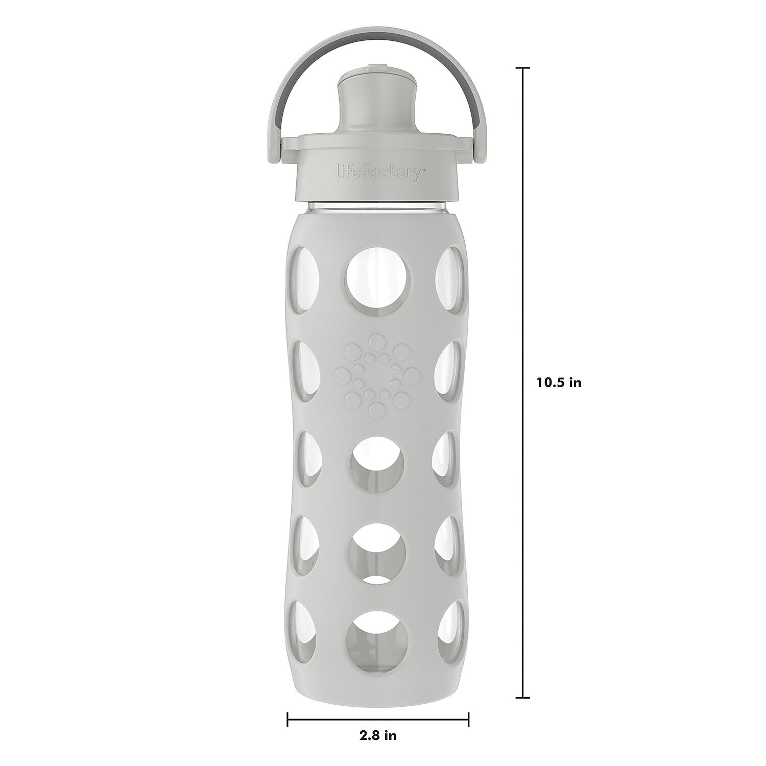 Lifefactory Water Bottle with Active Flip Cap and Protective Silicone Sleeve, Cool Gray, 22 oz.