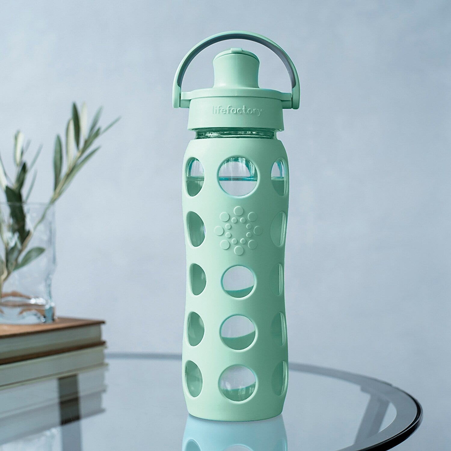Lifefactory Water Bottle with Active Flip Cap and Protective Silicone Sleeve, Mint, 22 oz.