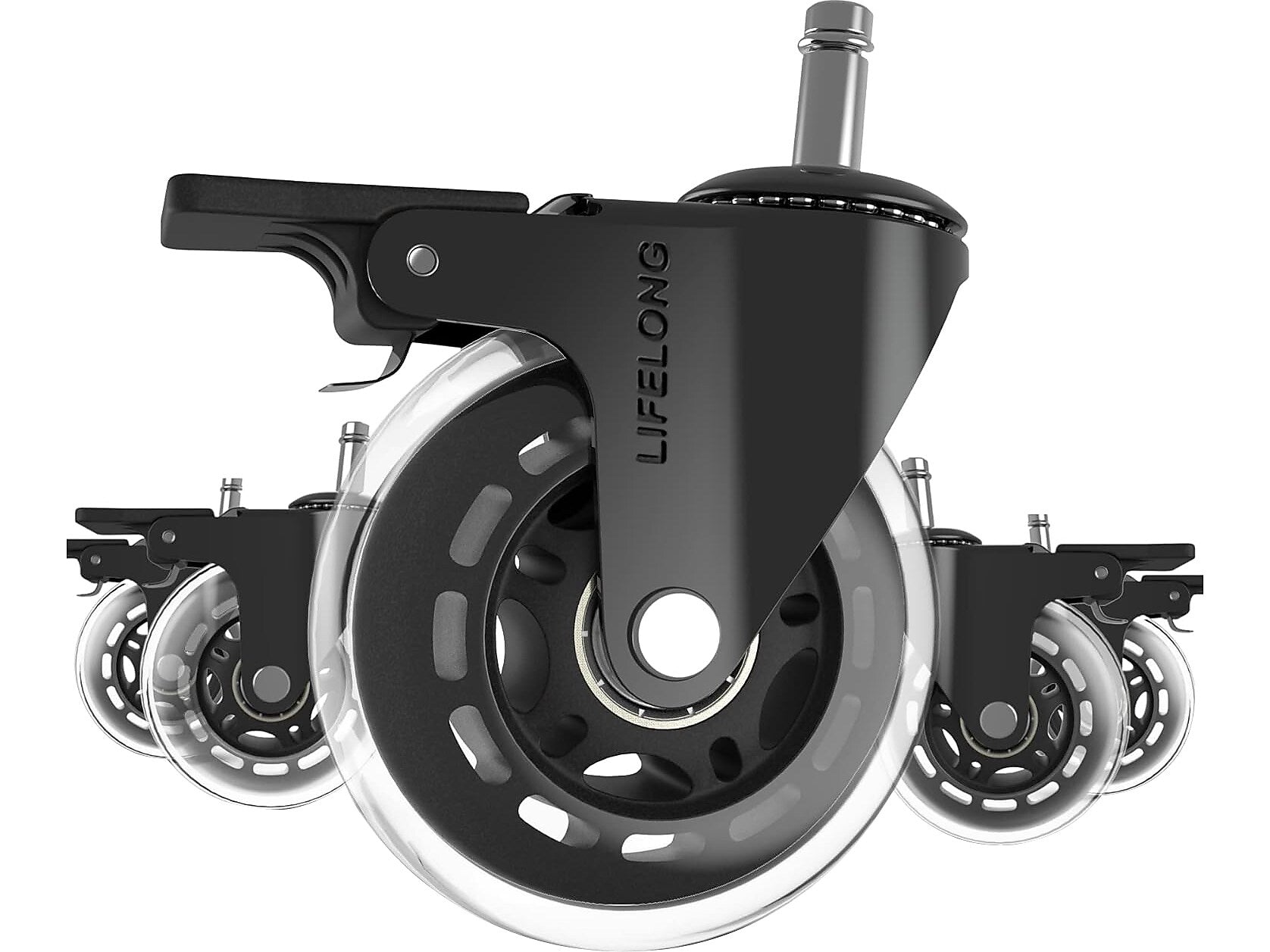 Lifelong Wheels Chair Caster, Clear/Black, 5/Set