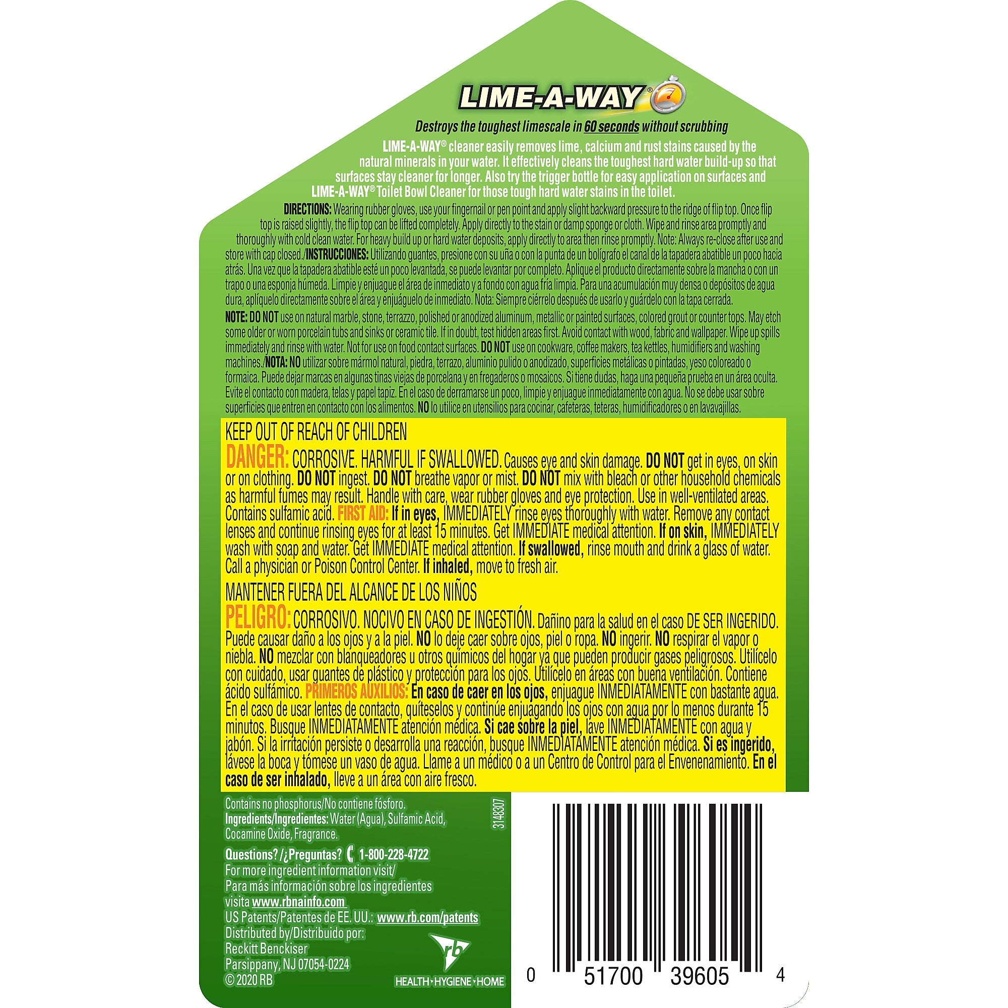 LIME-A-WAY Toggle Lime/Calcium/Rust Remover, Clean Scent, 28 oz.