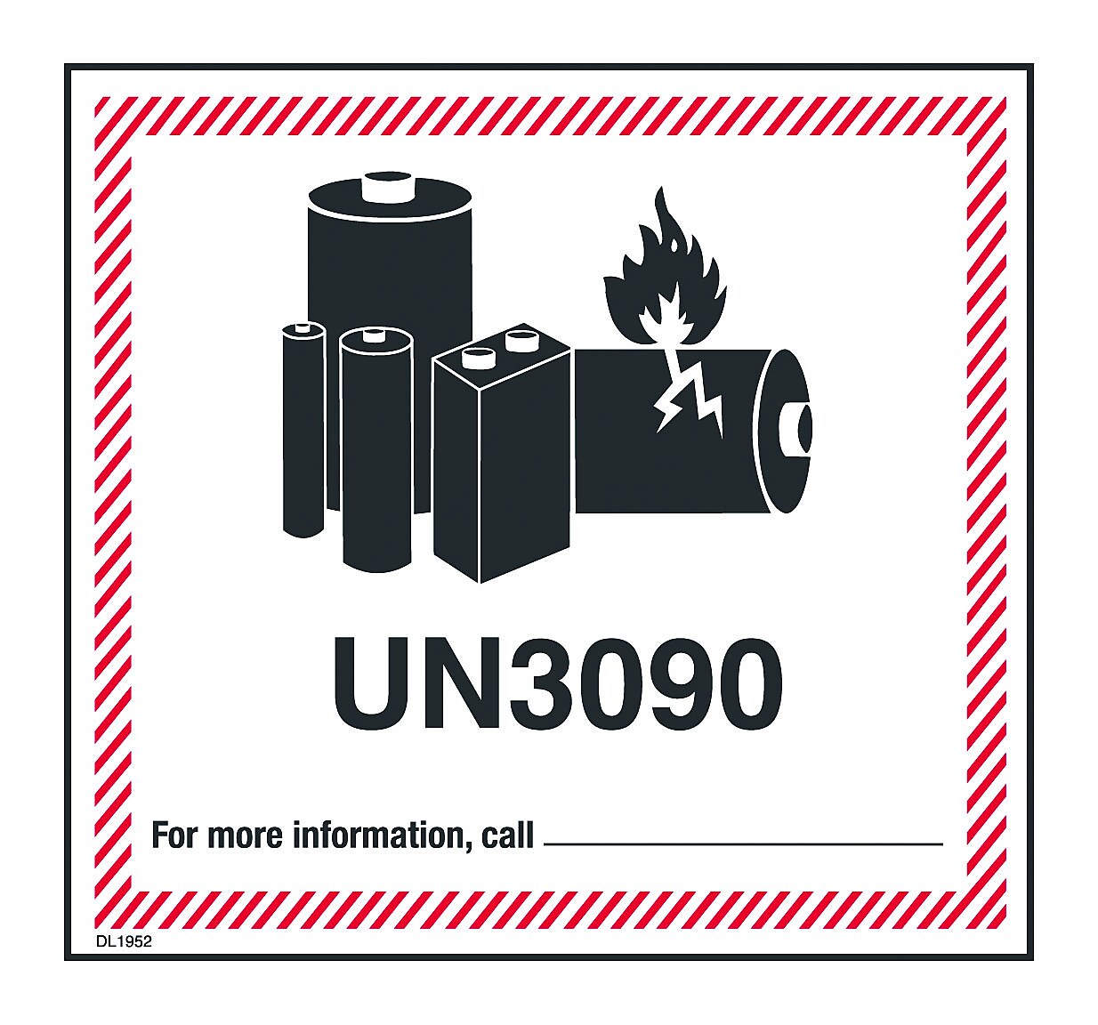 Lithium Battery Label with UN3090, 4-5/8