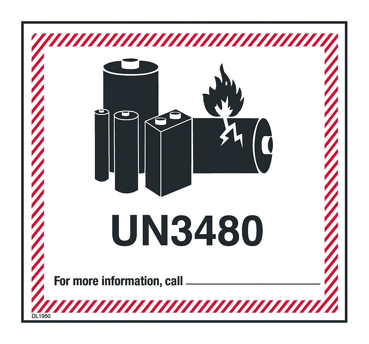 Lithium Battery Label with UN3480, 4-5/8