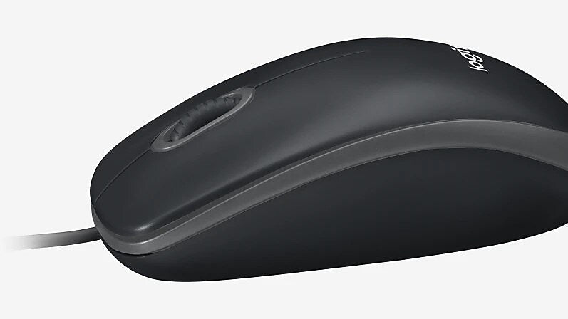 Logitech B100 Wired Ambidextrous Optical USB Mouse, Black