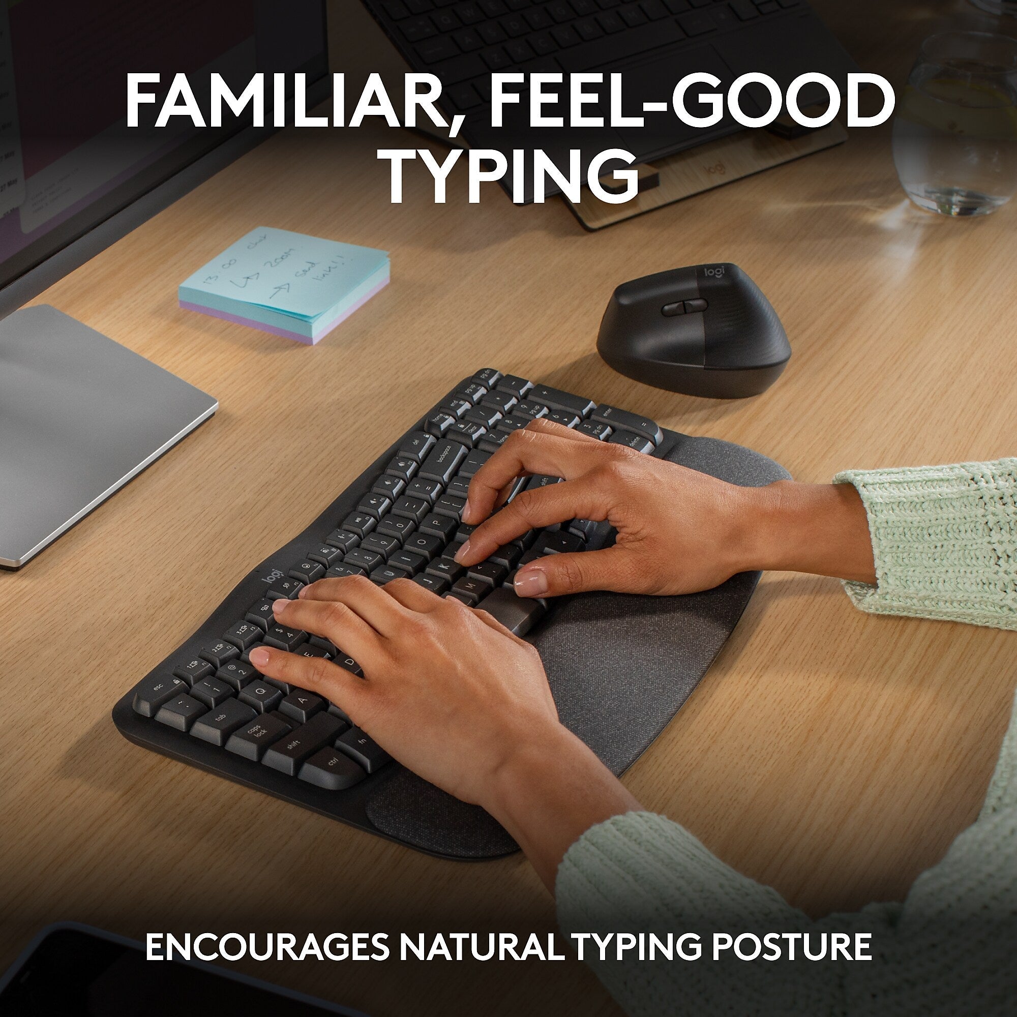 Logitech Ergo Series Wave Keys Wireless Ergonomic Keyboard, Graphite