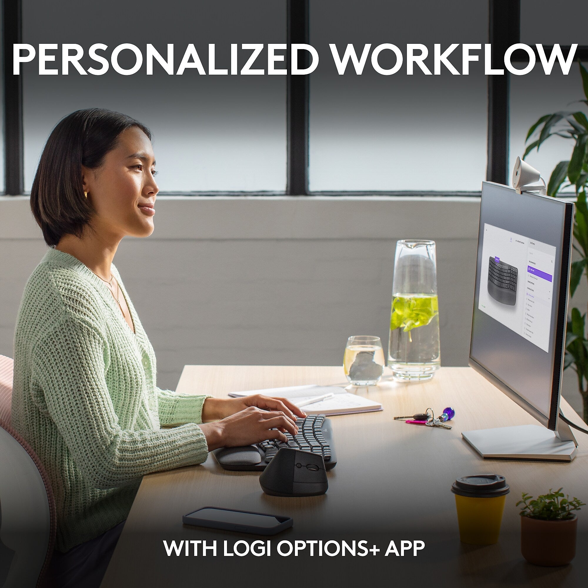 Logitech Ergo Series Wave Keys Wireless Ergonomic Keyboard, Graphite