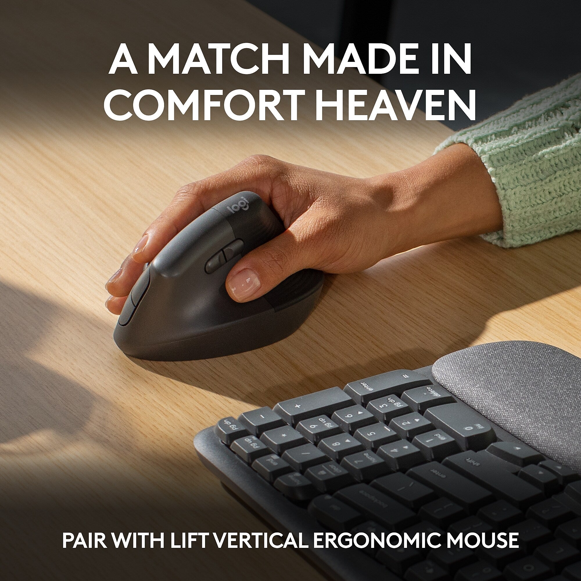 Logitech Ergo Series Wave Keys Wireless Ergonomic Keyboard, Graphite