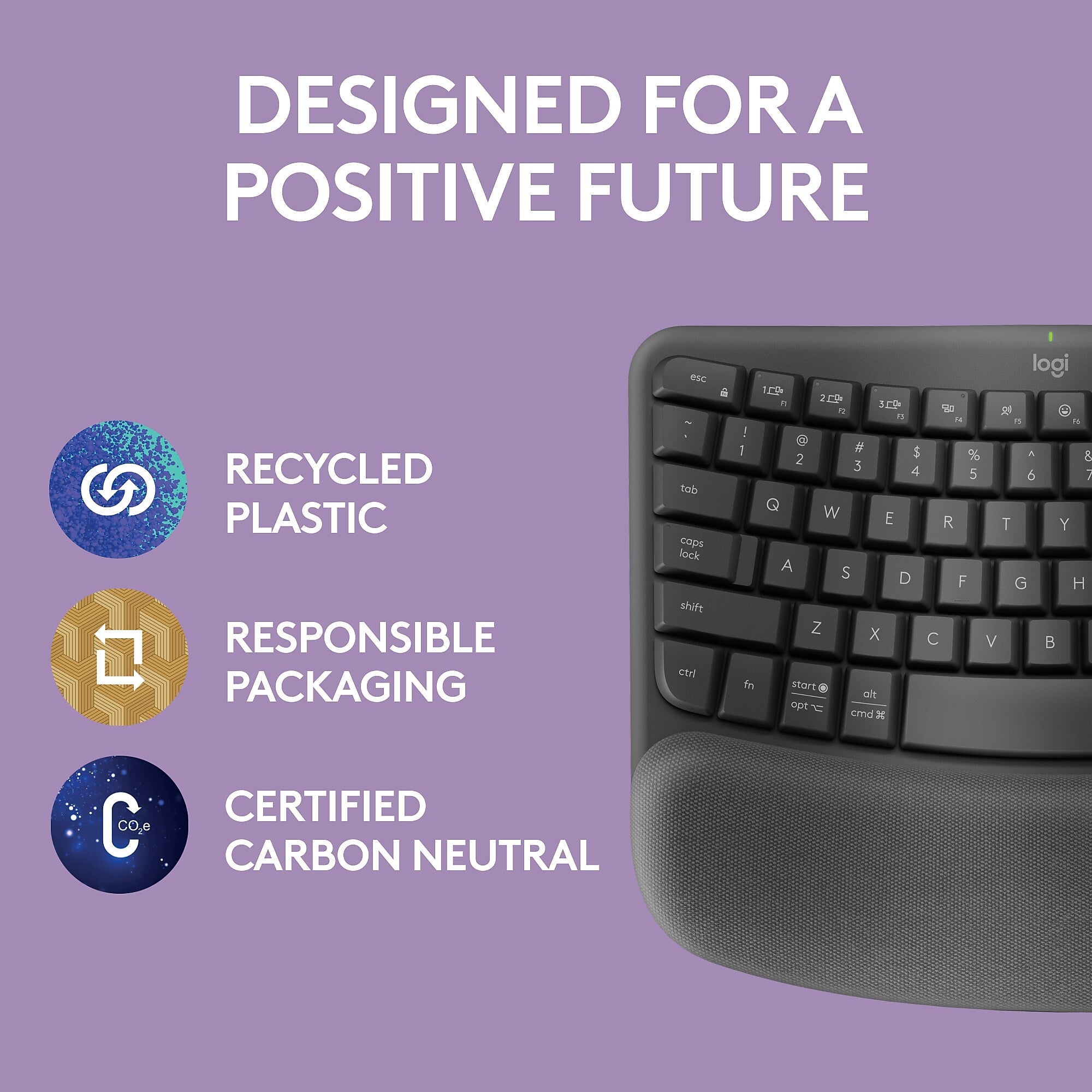 Logitech Ergo Series Wave Keys Wireless Ergonomic Keyboard, Graphite