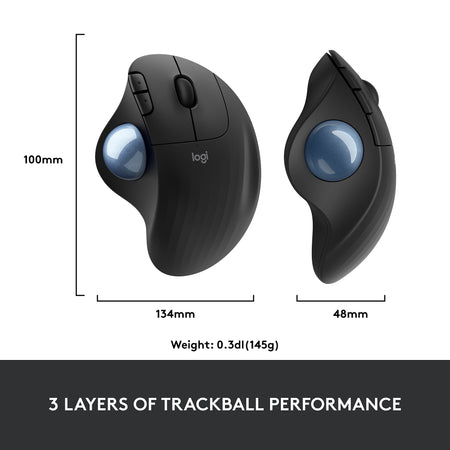 Logitech M575 Ergonomic Wireless Trackball USB Mouse, Black