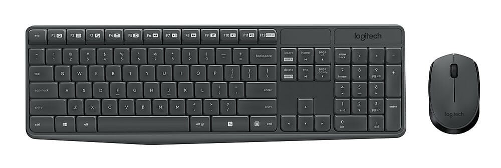 Logitech MK235 USB Wireless Optical Keyboard and Mouse Set, Black