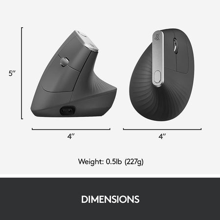 Logitech MX Advanced Ergonomic Vertical Wireless USB Mouse, Graphite