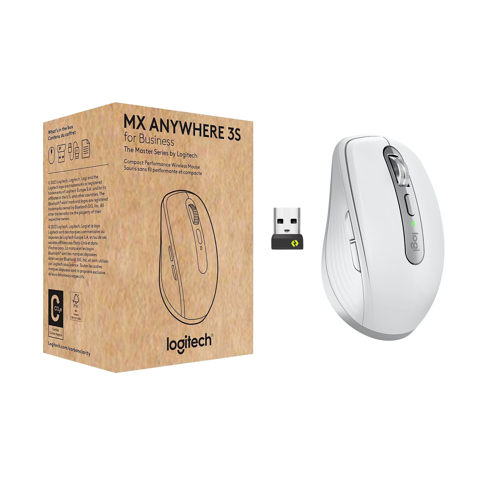 Logitech MX Anywhere 3S for Business Wireless Optical Mouse, Pale Gray