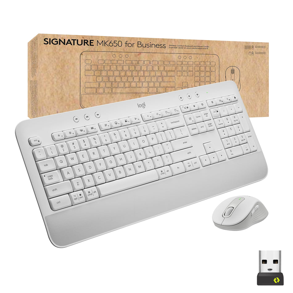 Logitech Signature MK650 Combo for Business Wireless Mouse and Keyboard, Off-White