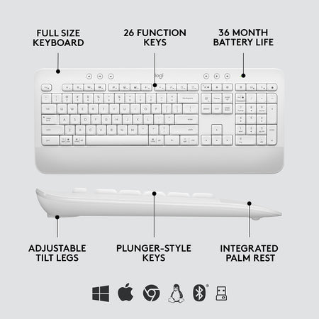 Logitech Signature MK650 Combo for Business Wireless Mouse and Keyboard, Off-White