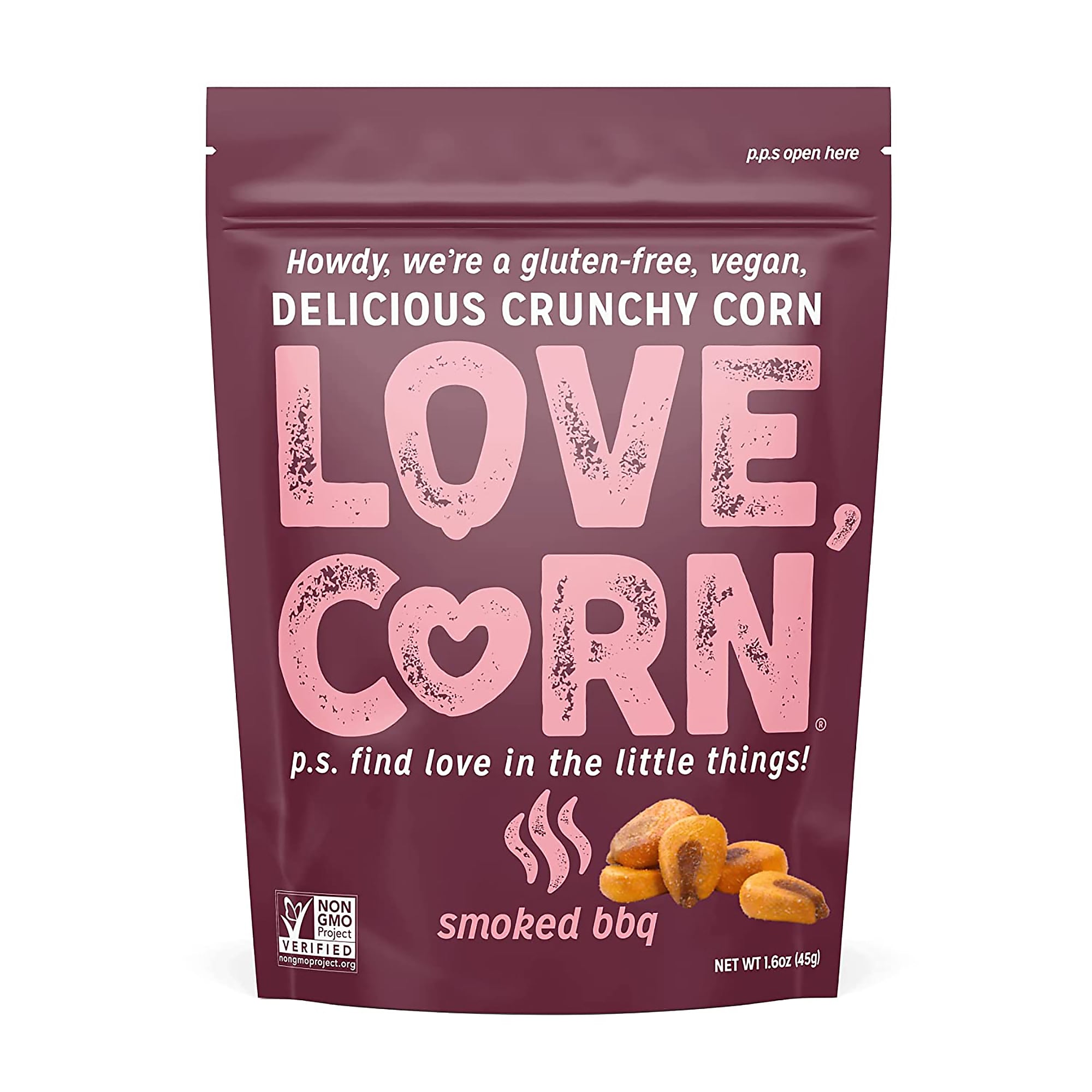 Love Corn Smoked BBQ, 1.6 Oz, 10/Box