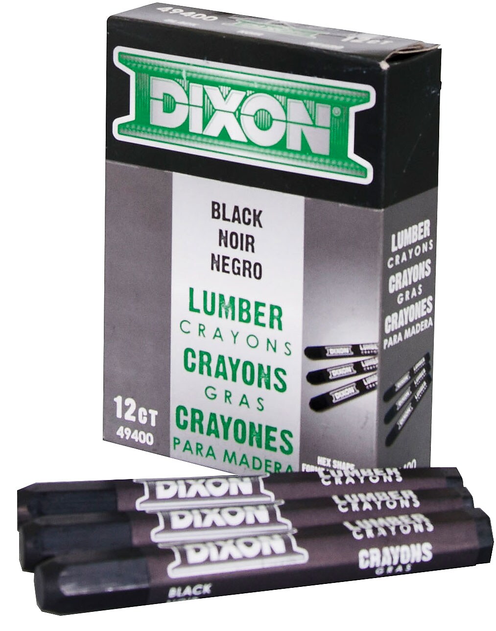 Lumber Crayons, Carbon Black, 12/Box