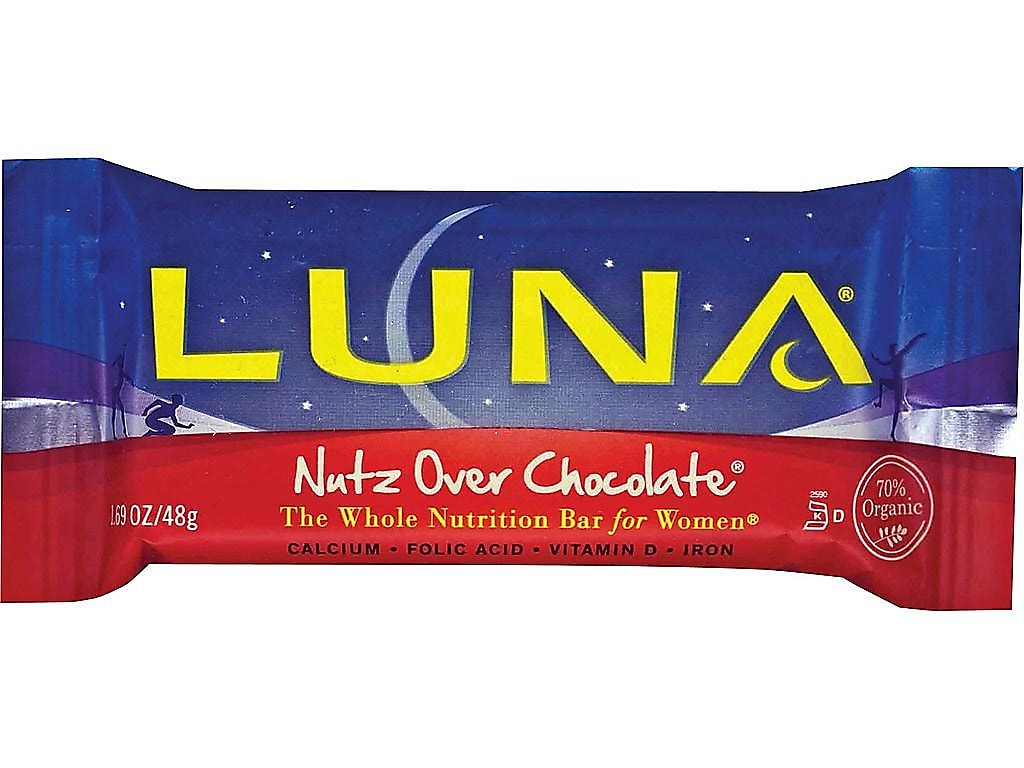 LUNA Nutz Over Chocolate Gluten Free Chocolate Nuts Granola Bar, 1.69 oz., 15 Bars/Box