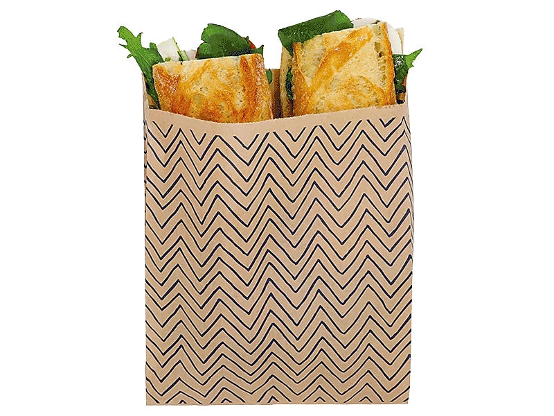 LunchSkins Chevron XL Sandwich Bag with Resealable Stickers, Kraft/Black, 50/Box