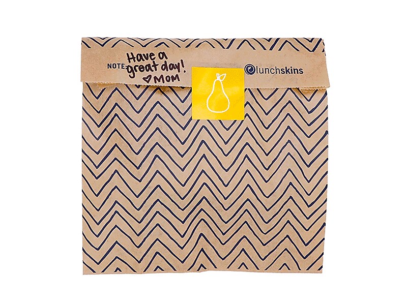 LunchSkins Chevron XL Sandwich Bag with Resealable Stickers, Kraft/Black, 50/Box