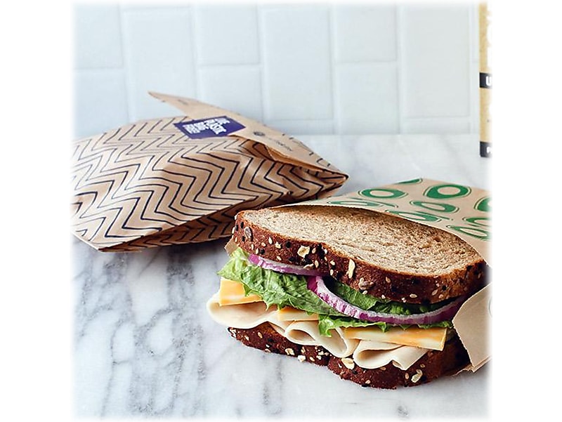 LunchSkins Chevron XL Sandwich Bag with Resealable Stickers, Kraft/Black, 50/Box