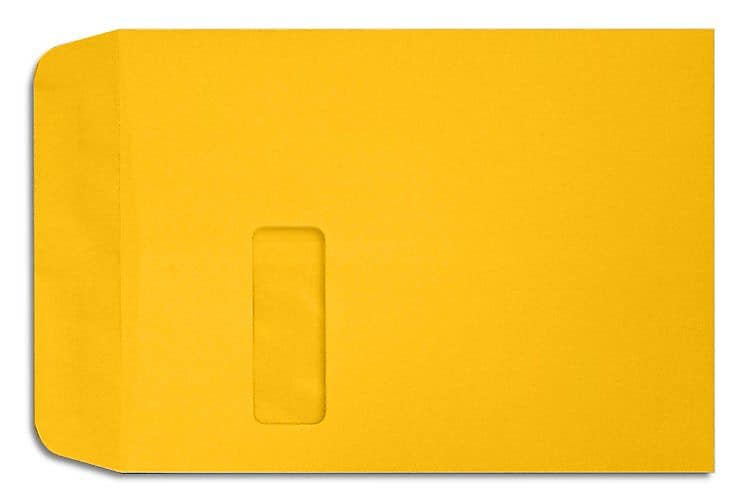LUX 9" x 12" Open End Window Envelopes, Sunflower Yellow