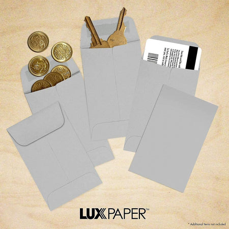 LUX Kraft #1 Coin Envelopes, 2.25" x 3.5", Gray Kraft, 50/Box