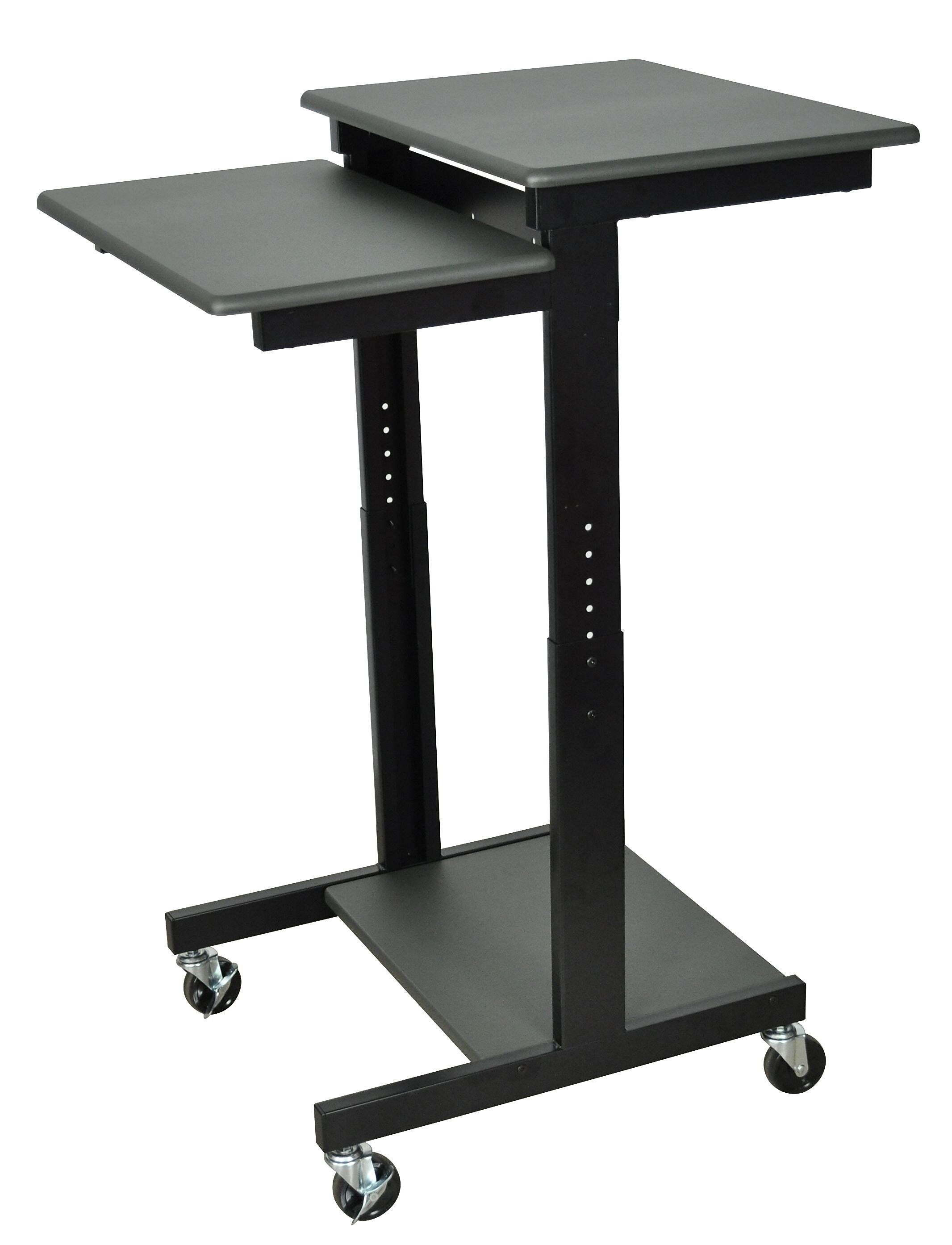 Luxor 2-Shelf Steel/Wood Presentation Workstation Cart, Gray