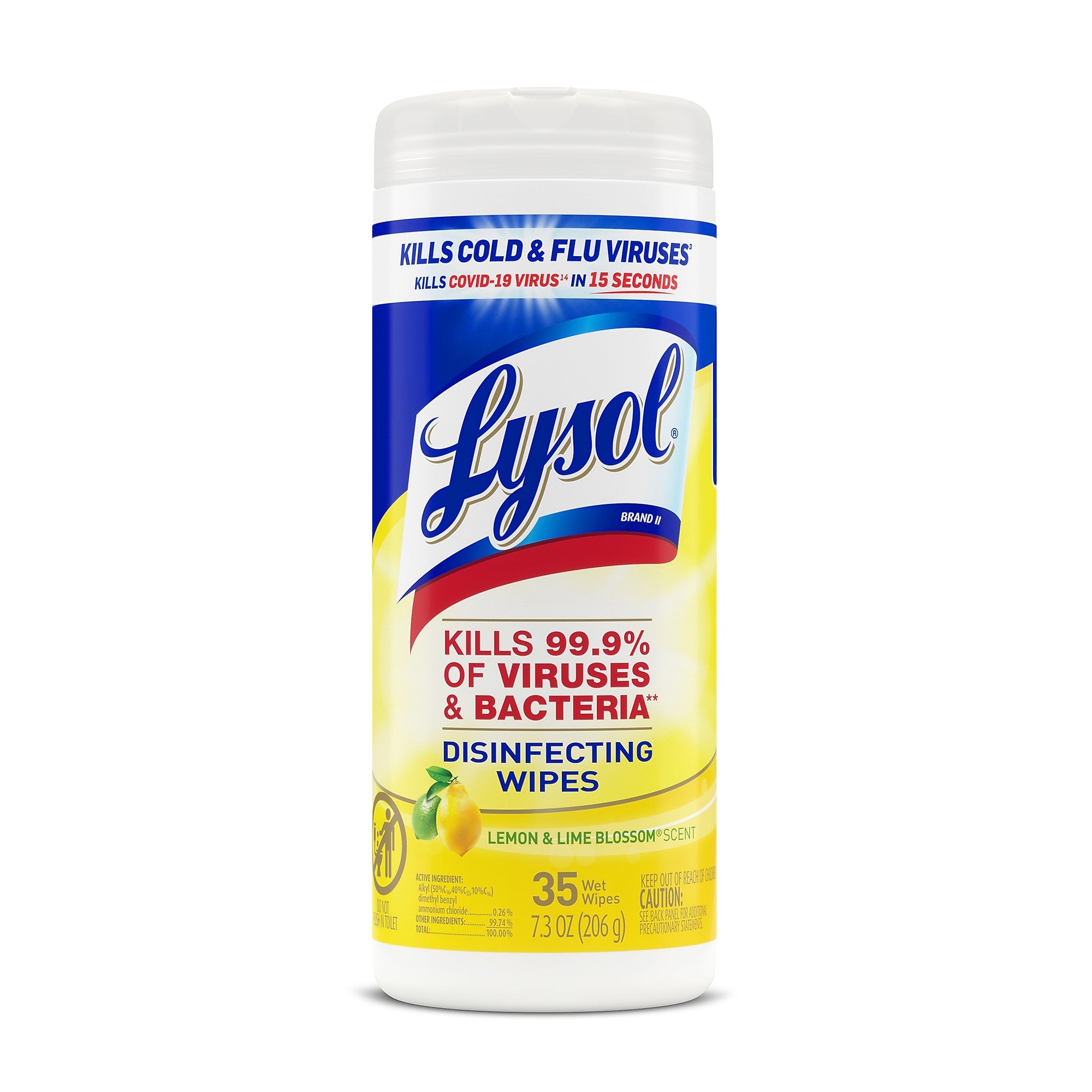 Lysol Disinfecting Wipes, Lemon and Lime Blossom, 35 Wipes/Canister,