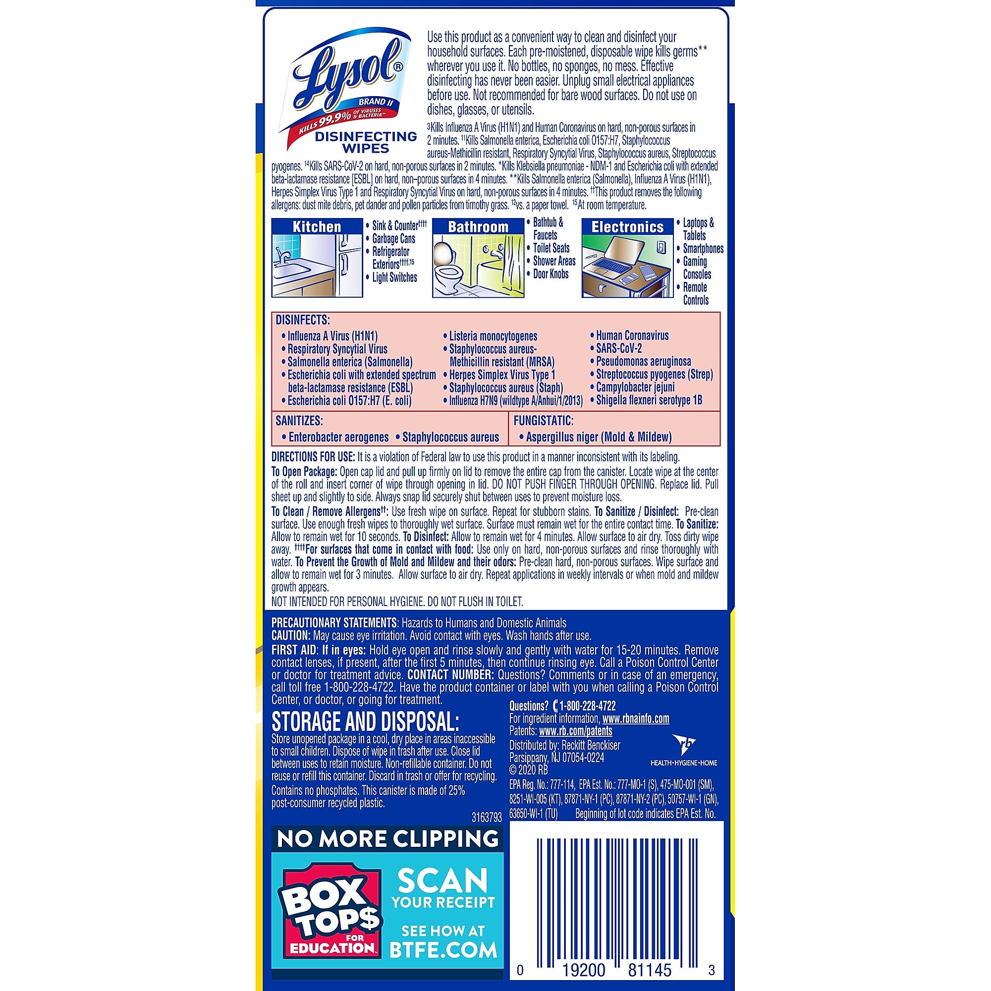 Lysol Disinfecting Wipes, Lemon and Lime Blossom, 35 Wipes/Canister,